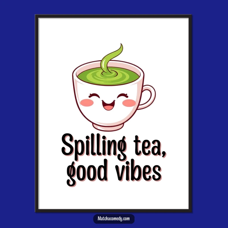 Free Printable Wall Art: Laughing Matcha Cup Spill, Funny Kawaii Decor