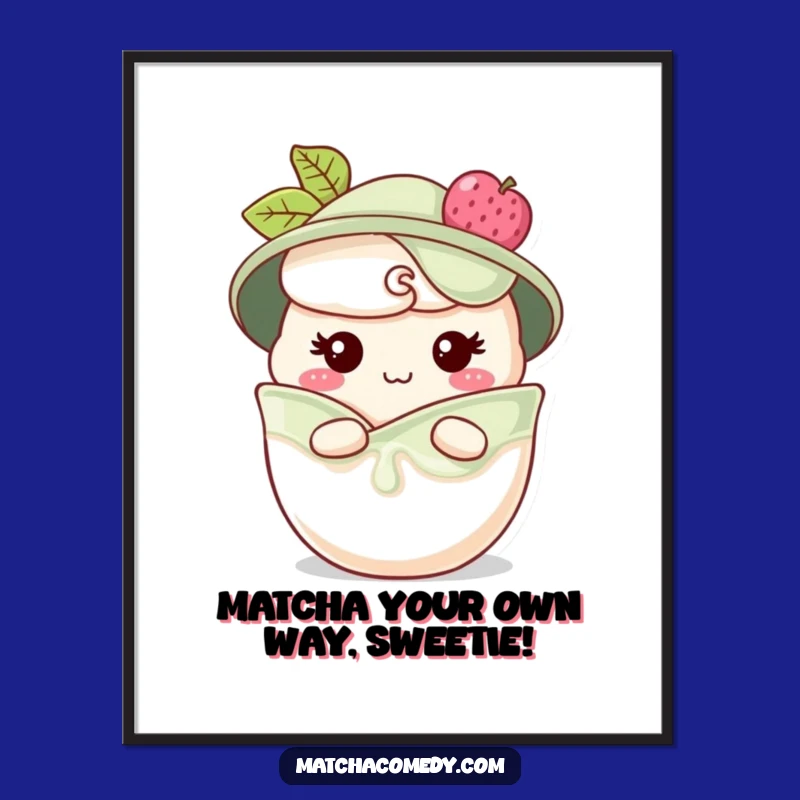 Free Printable Wall Art: Matcha Parfait Grin Funny Downloadable Decor