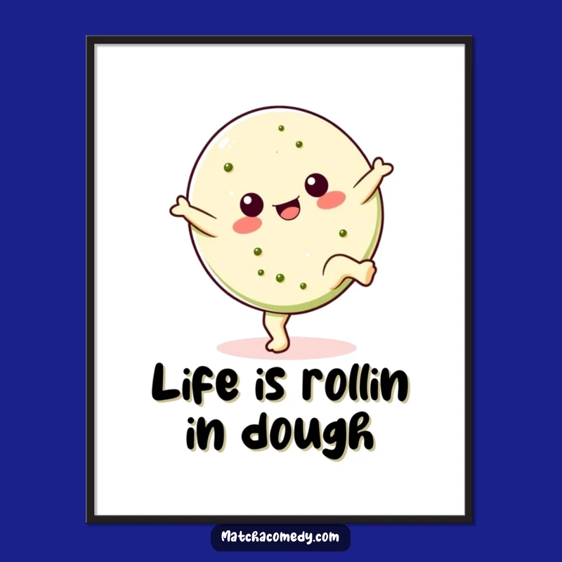 Funny Free Printable Wall Art: Cartwheeling Kawaii Matcha Cookie - Playful Decor Download