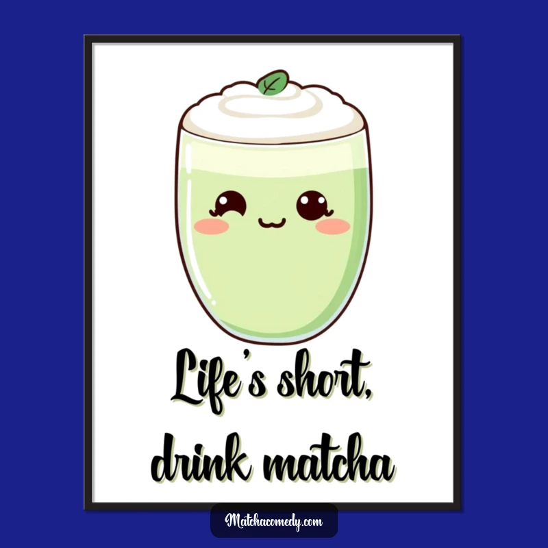 Funny Free Printable Wall Art: Cheeky Kawaii Matcha Latte, DIY Digital Download!