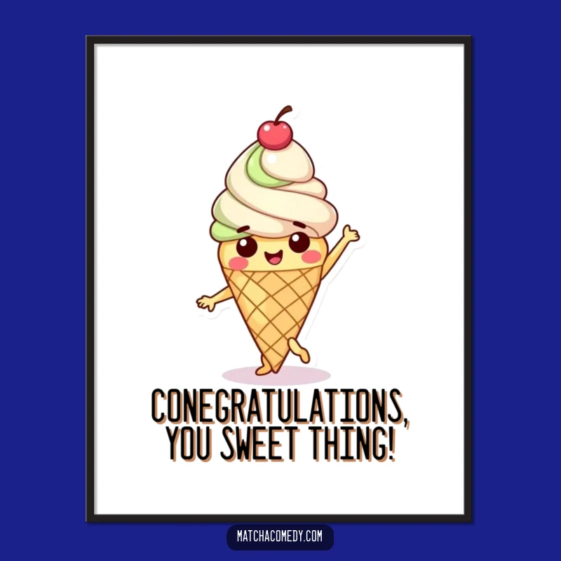 Funny Free Printable Wall Art: Dancing Matcha Ice Cream Downloadable Decor