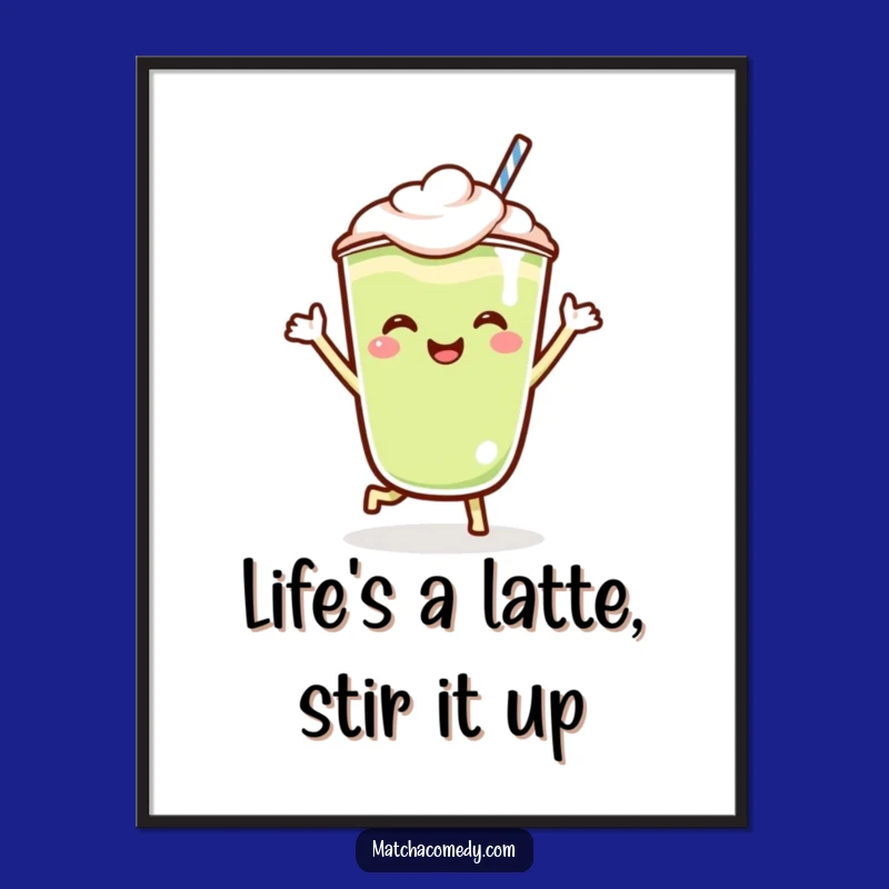 Funny Free Printable Wall Art: Matcha Latte Jig Downloadable Decor for Kitchen