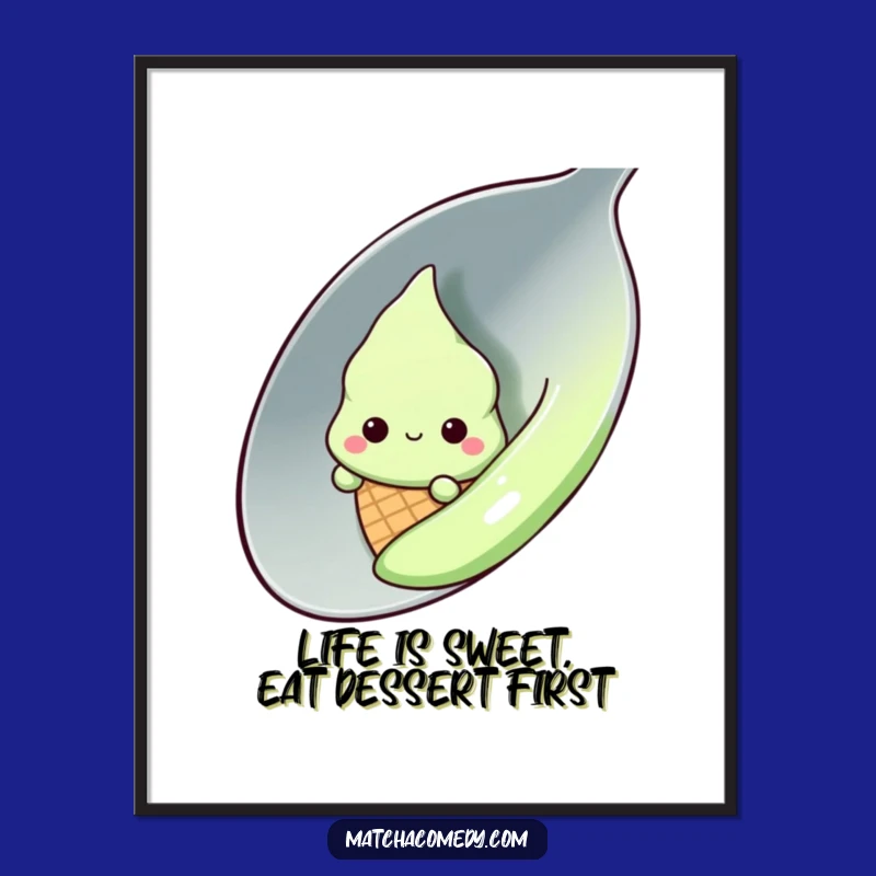 Funny Free Printable Wall Art: Shy Matcha Cone - Cute Downloadable Room Decor