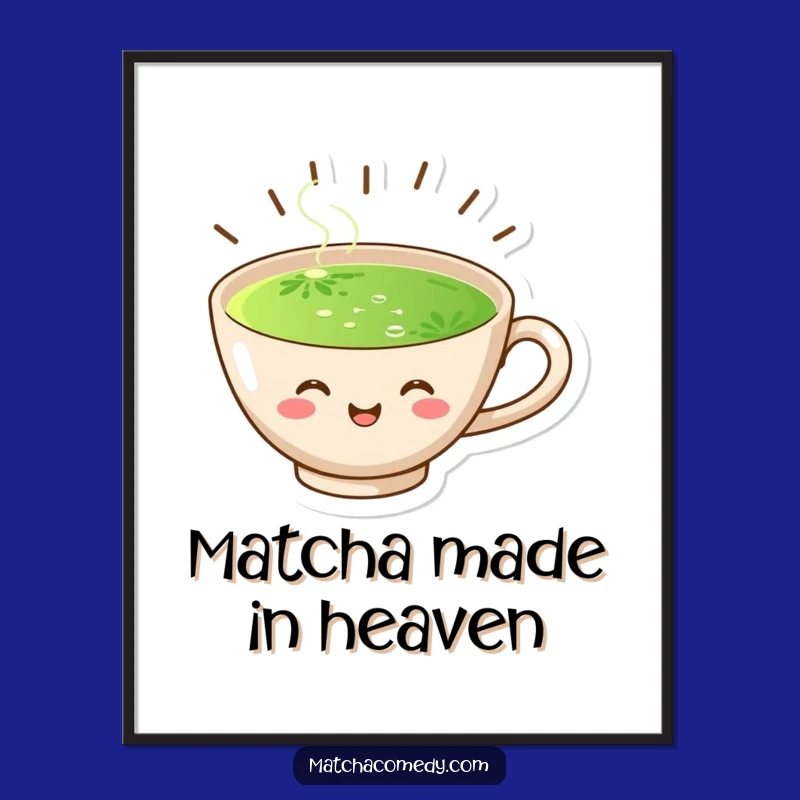 Free Printable Wall Art: Joyful Matcha Cup, Funny Downloadable Decor for Kitchen or Cafe
