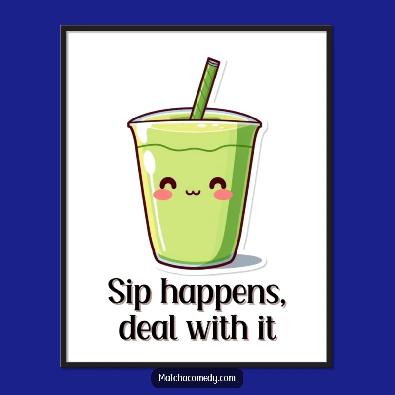 Funny Free Printable Wall Art: Kawaii Matcha Straw Delight