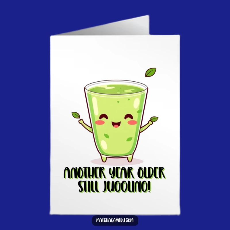 Free Printable Birthday Card: Juggling Matcha - Funny Kawaii Download