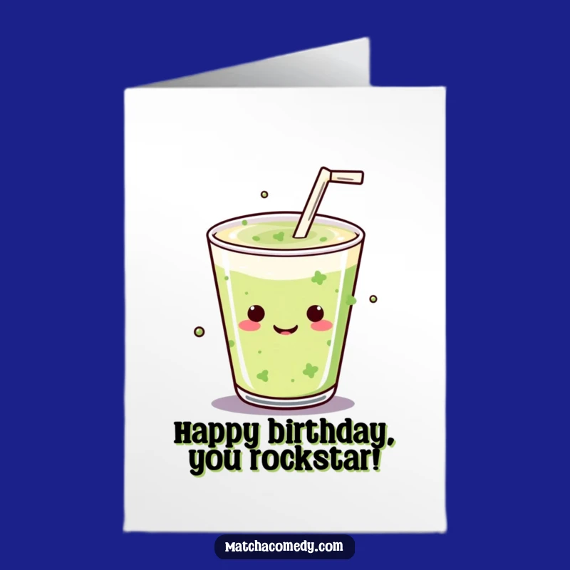 Free Printable Birthday Card: Kawaii Matcha Drink Mic Drop Fun
