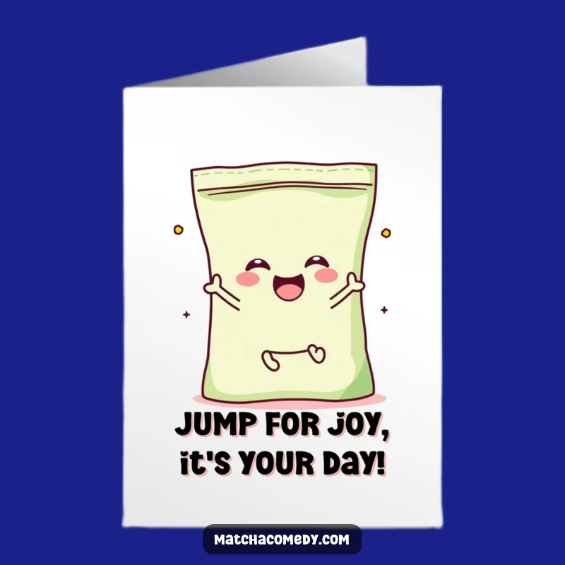 Free Printable Birthday: Joyful Matcha Bag Jumping Card Downloadable Gift