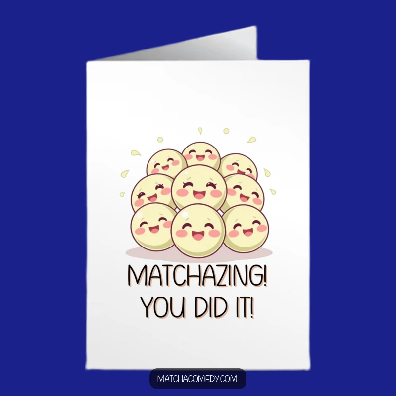 Free Printable Congrats Card: Bouncing Matcha Balls for Joyful Achievements
