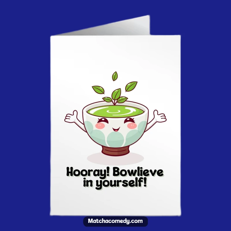 Free Printable Congrats Card: Matcha Bowl Cheers for Your Big Win!