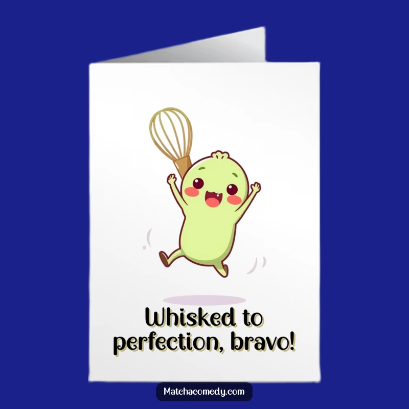 Free Printable Congrats Card: Matcha Whisk Acrobat Funny Downloadable Gift