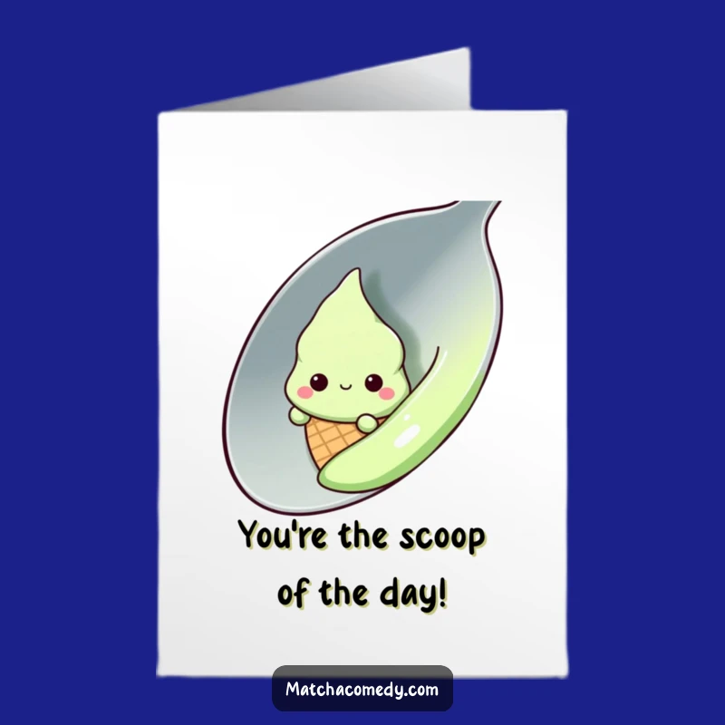 Free Printable Congrats Card: Shy Matcha Cone - Cute Downloadable for Any Win