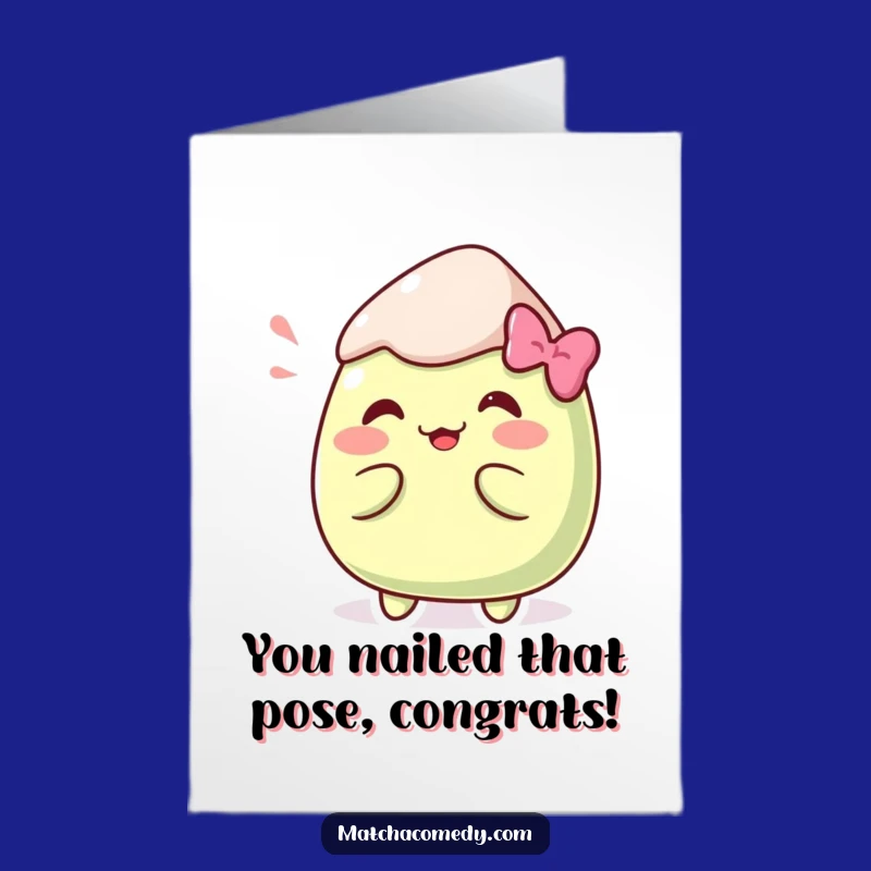 Free Printable Congrats Card: Whimsical Kawaii Matcha Mochi Pose