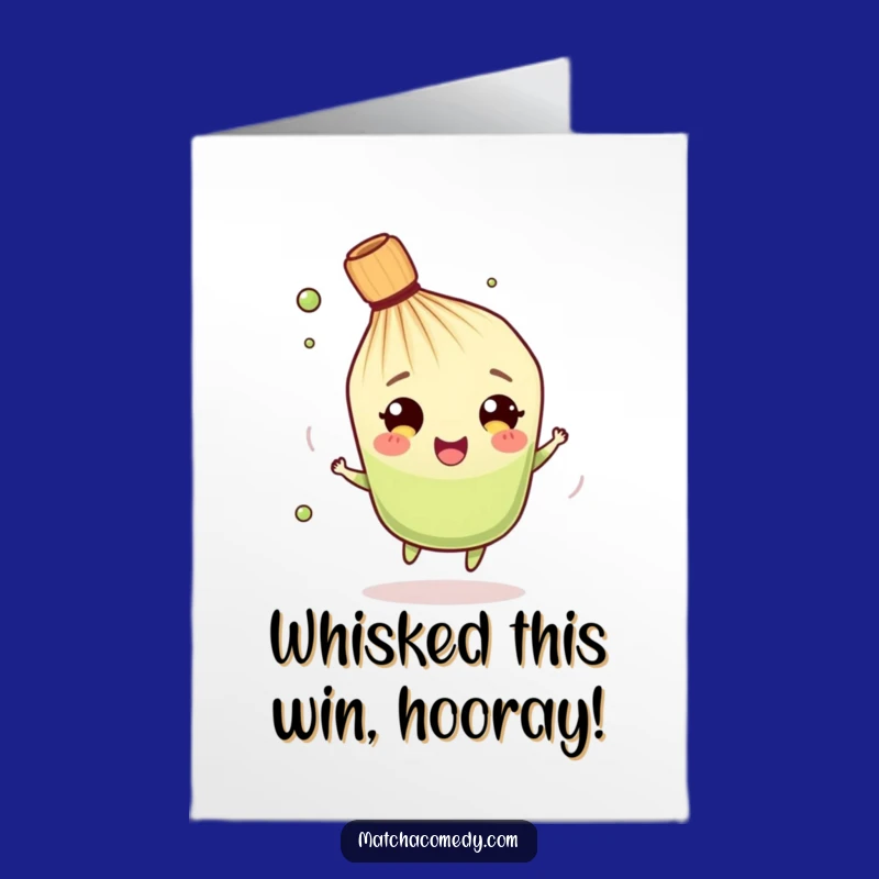 Free Printable Matcha Whisk Congratulations Card: Funny Spinning Whisk Downloadable Greeting
