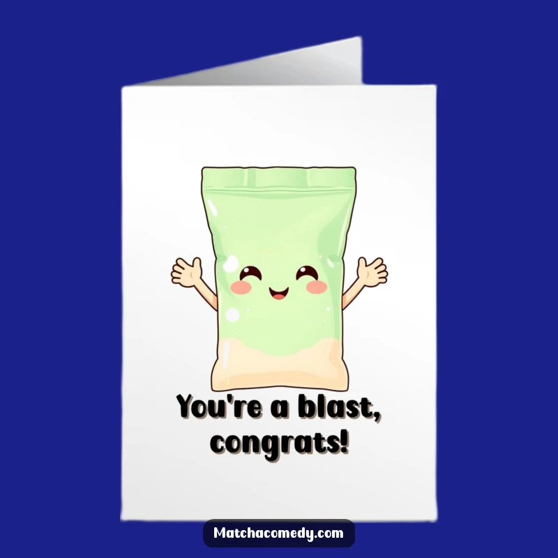 Funny Free Printable Congrats Card: Waving Matcha Powder Bag - Print at Home!