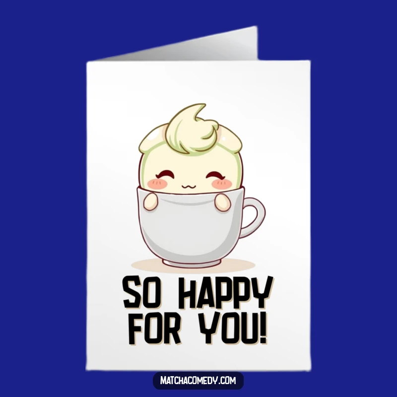 Free Printable Bashful Matcha Latte Congrats Card - Teabag Hideaway Downloadable