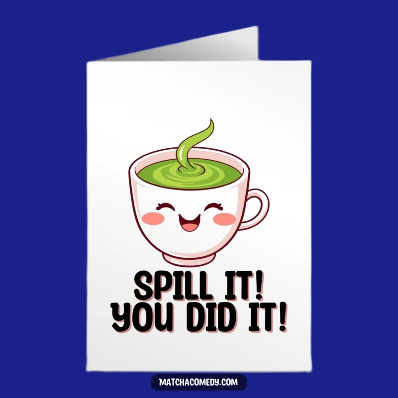 Free Printable Congrats Card: Joyful Matcha Cup Spillwork, Downloadable Gift