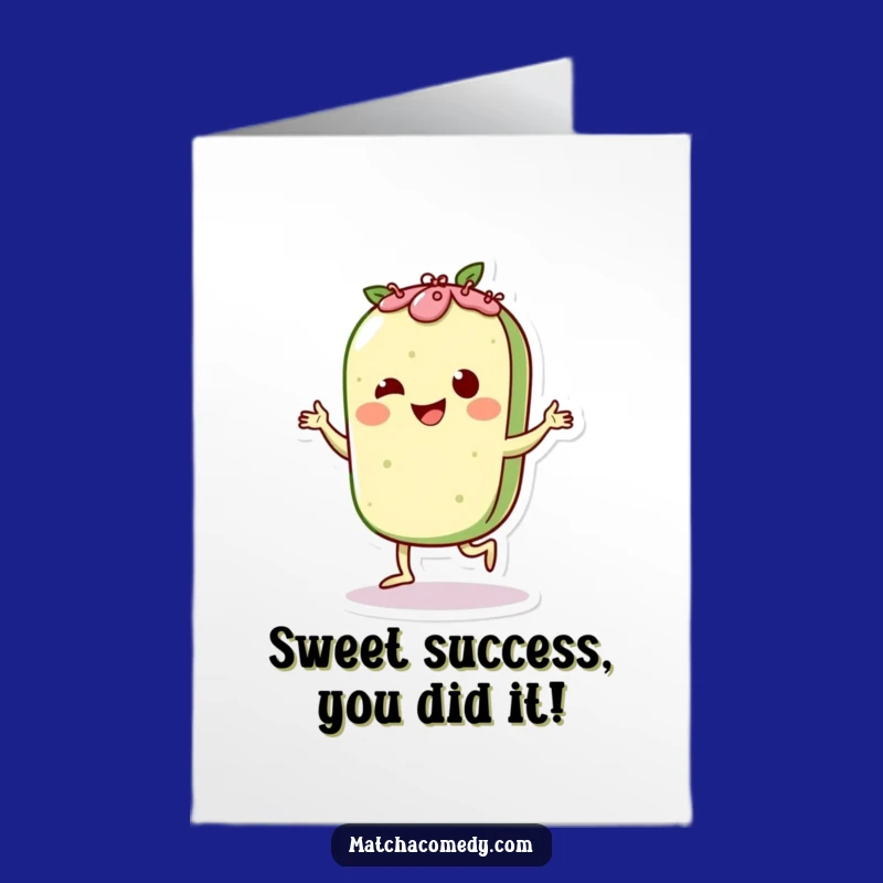 Free Printable Matcha Pastry Congrats Card: Funny Dancing Treat Downloadable Greeting