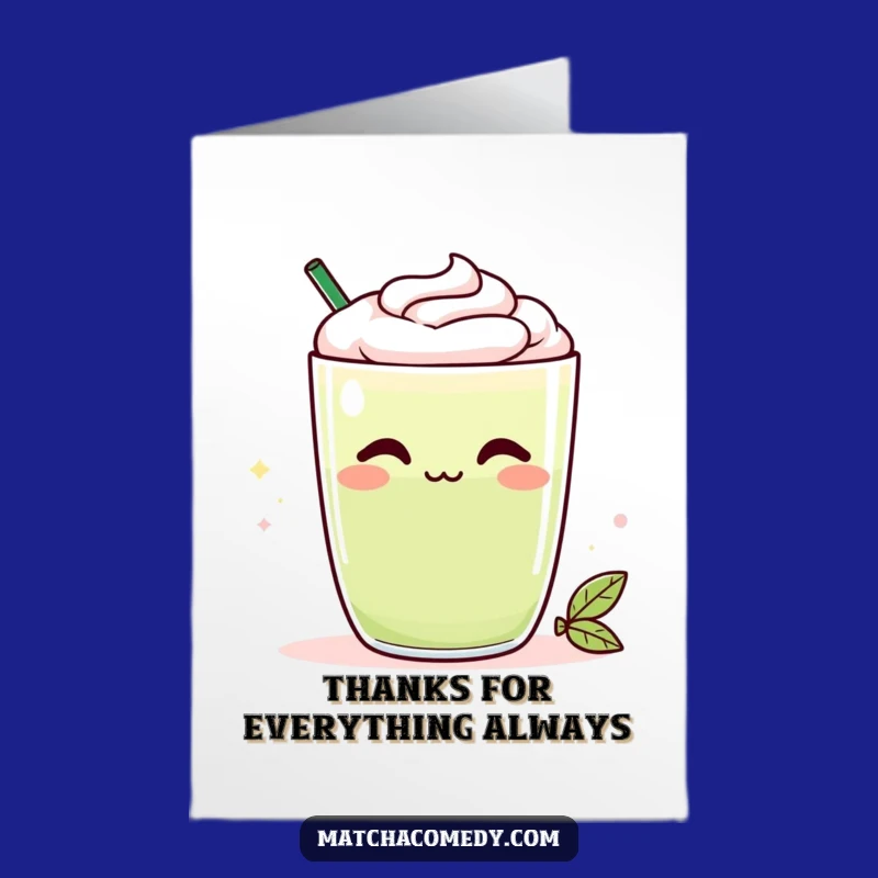 Free Printable Thank You Card: Cheeky Matcha Latte - Funny DIY Downloadable Gift