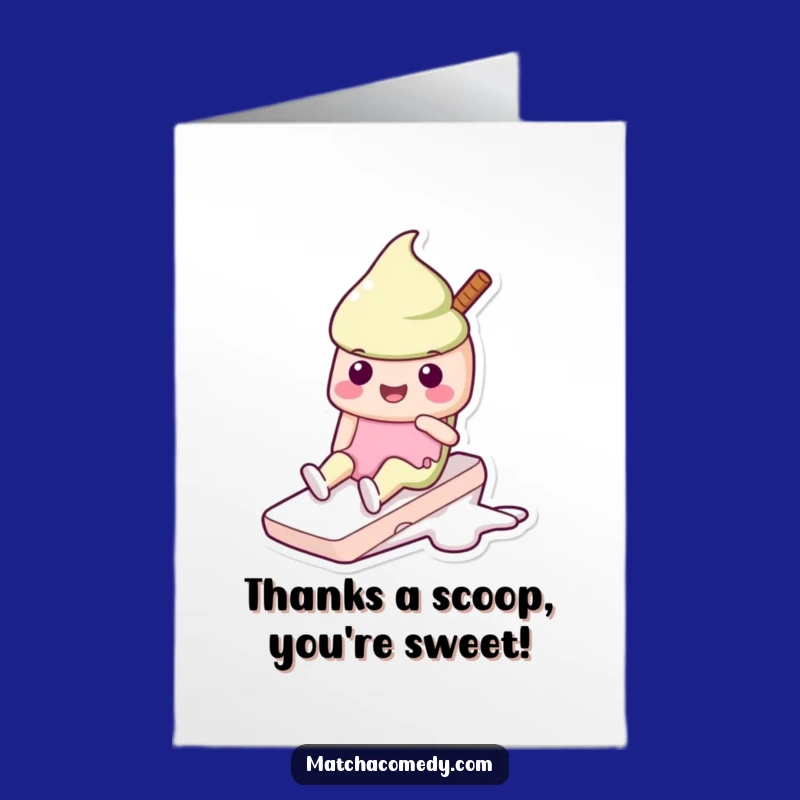 Free Printable Thank You Card: Ice Cream Slide Funny Downloadable Gift of Thanks