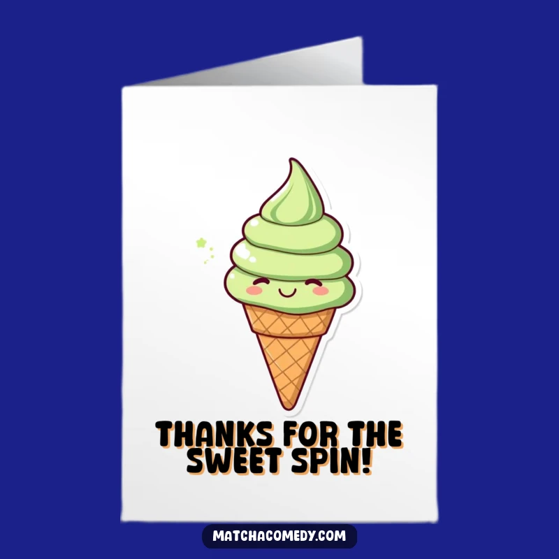 Funny Free Printable Thank You Card: Matcha Ice Cream Cone Spins - DIY Gift!