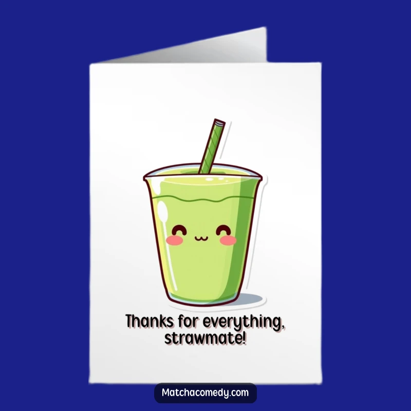 Thank You Free Printable Card: Kawaii Matcha Straw Appreciation