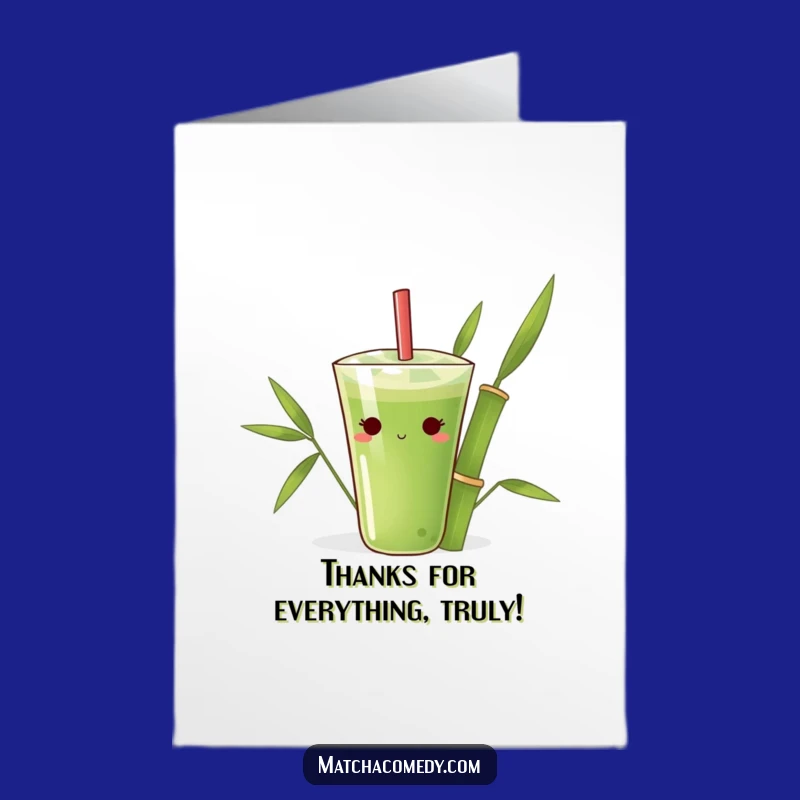 Free Printable Thank You Card: Shy Matcha Gratitude for Your Kindness!