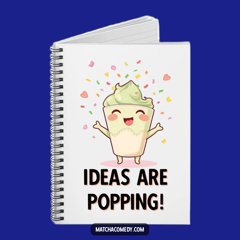 Funny Joyful Matcha Notebook, Jot Down Festive Ideas