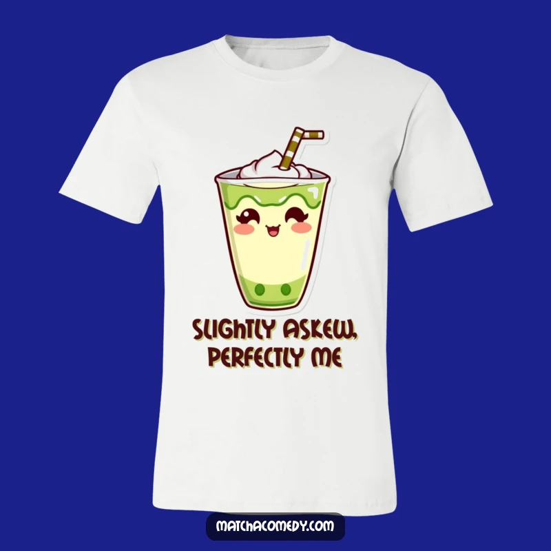 Funny Kawaii Matcha Drink T-Shirt: Humorous Straw Style, Ideal Funny Gift for Fun Lovers