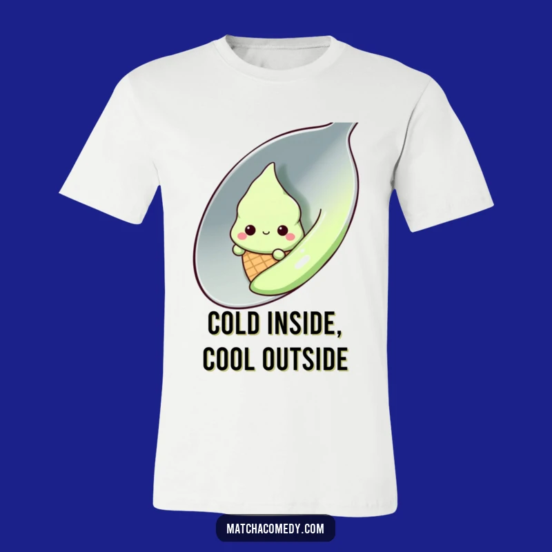 Funny Shy Kawaii Matcha Ice Cream Tee - Cute & Comfy Humor Shirt