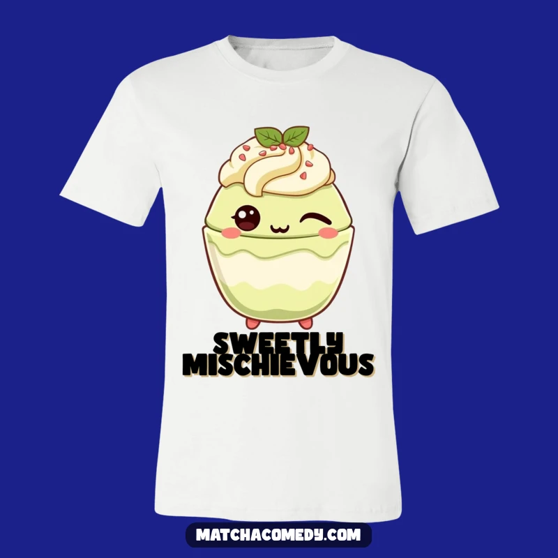 Funny Winking Matcha Parfait T-Shirt: Playful & Cute Dessertwear Gift