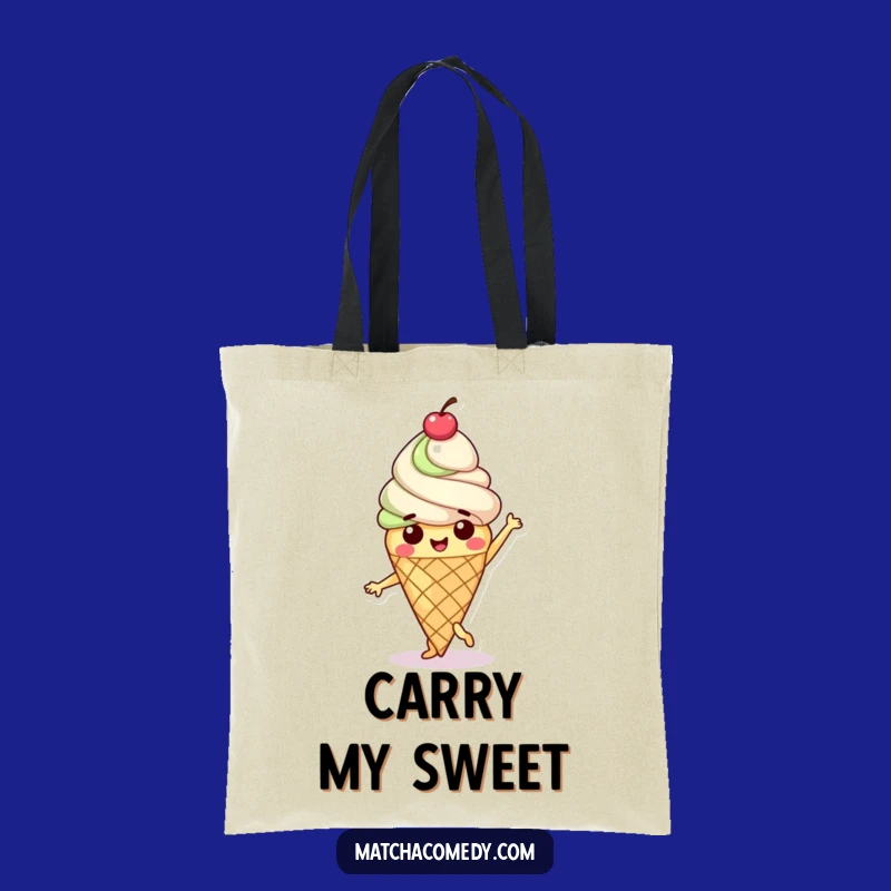 Funny Matcha Ice Cream Dance Tote Bag: Happy Character's Sweet Moves, Practical Gift!