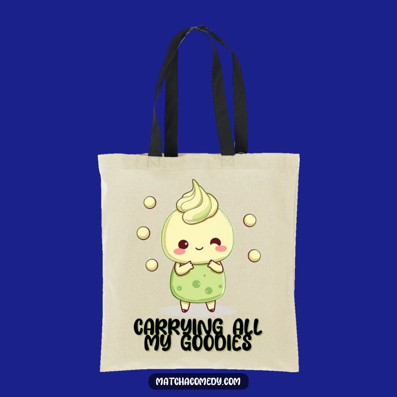 Funny Kawaii Matcha Dessert Tote Bag - Juggling Character, Ideal Hilarious Gift