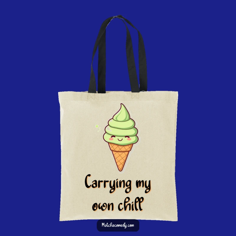 Funny Matcha Ice Cream Cone Tote Bag: Carry Your Essentials with Cheer!