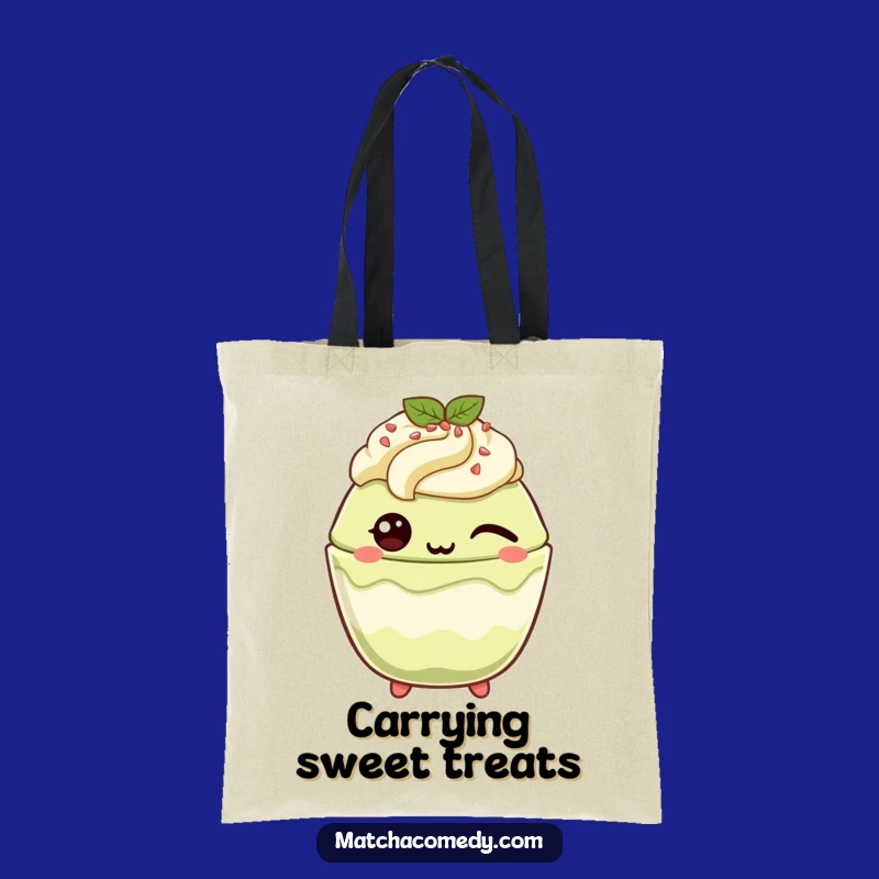 Funny Winking Matcha Parfait Tote Bag: Playful & Cute Bag Gift