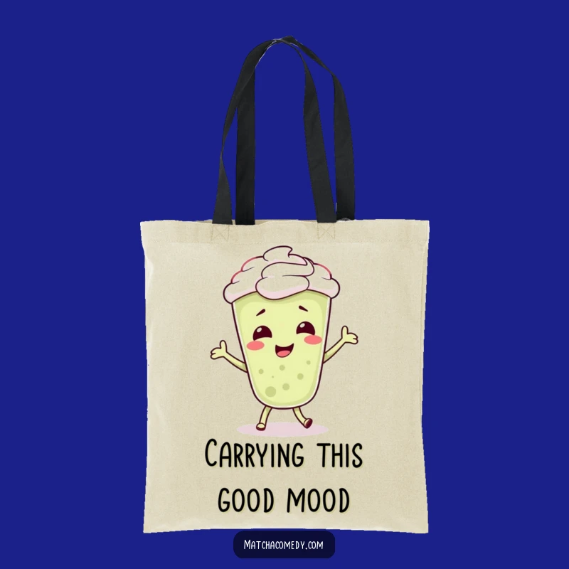 Funny Matcha Latte Dancer Tote Bag: Giggling Character, Silly Dance, Handy Gift