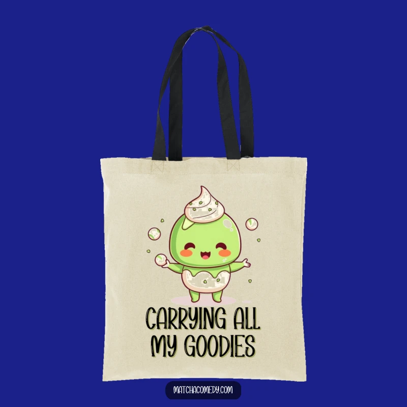 Funny Kawaii Matcha Dessert Tote Bag: Juggling Balls Design, Practical and Funny Gift