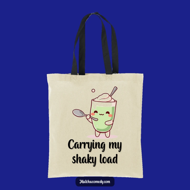 Funny Kawaii Matcha Latte Tote Bag: Balancing Spoon Style, Practical and Funny Gift