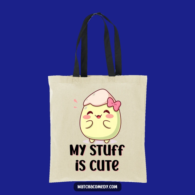 Funny Kawaii Matcha Mochi Pose Tote Bag - Silly & Practical Gift for Shoppers