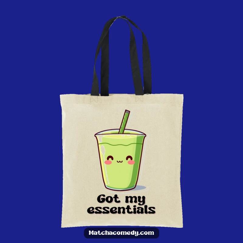 Funny Kawaii Matcha Straw Tote Bag - Quirky Character, Ideal Hilarious Gift