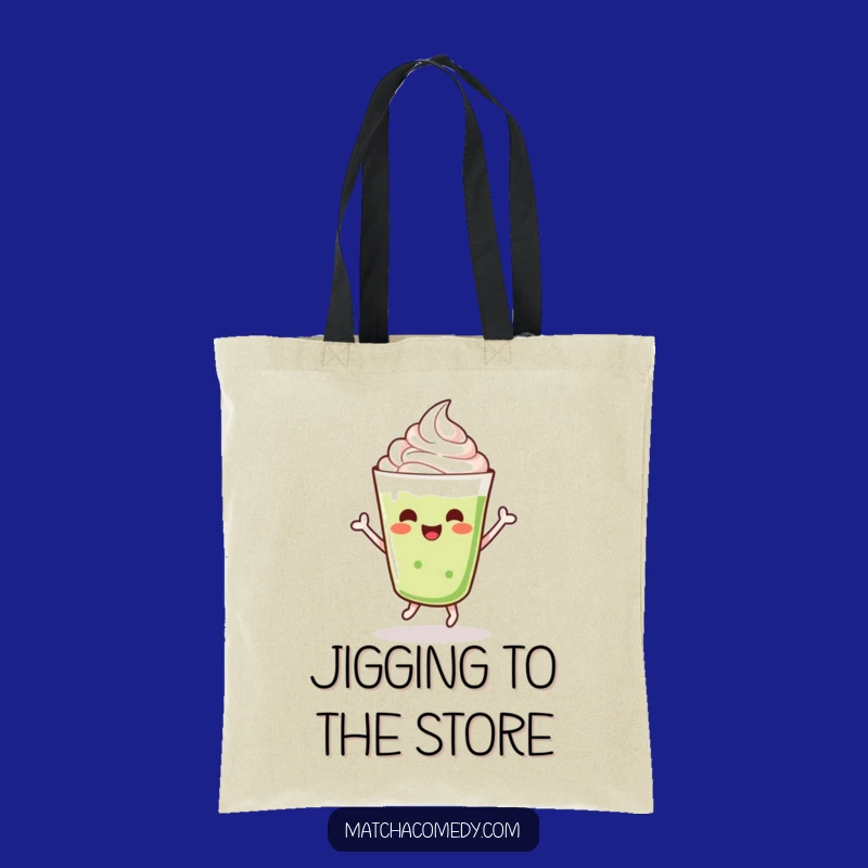 Funny Matcha Latte Tote Bag: Dancing Kawaii Drink Jigging Carryall