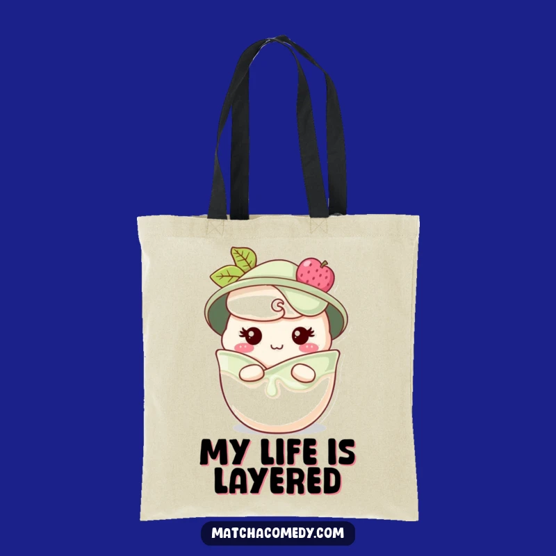 Funny Matcha Parfait Tote Bag - Cheeky Grin Layers, Carry Your Sweets Gift
